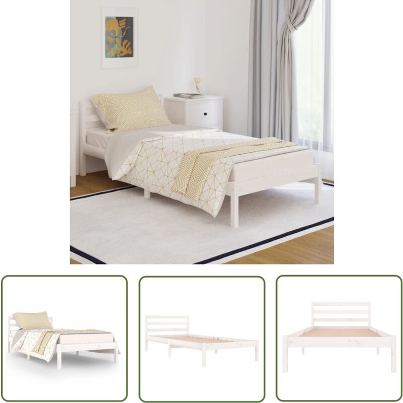 Les Tendances - The Living Store Cadre de lit sans matelas bois de pin massif 90x200 cm blanc - Cadre De Lit - Lit En Bois - Lit Double - Meubles De