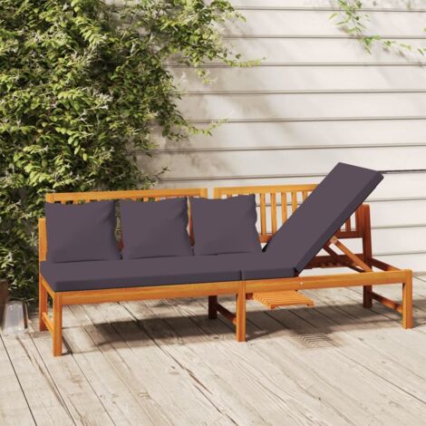 Lit de jour - Cadre De Lit Moderne: Simple - Canapé de jardin - avec coussin gris 200x60x75 cm Bois d'acacia solide Chic-844578