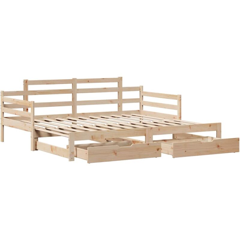 Vidaxl - Lit de jour avec gigogne et tiroirs sans matelas 90x190 cm