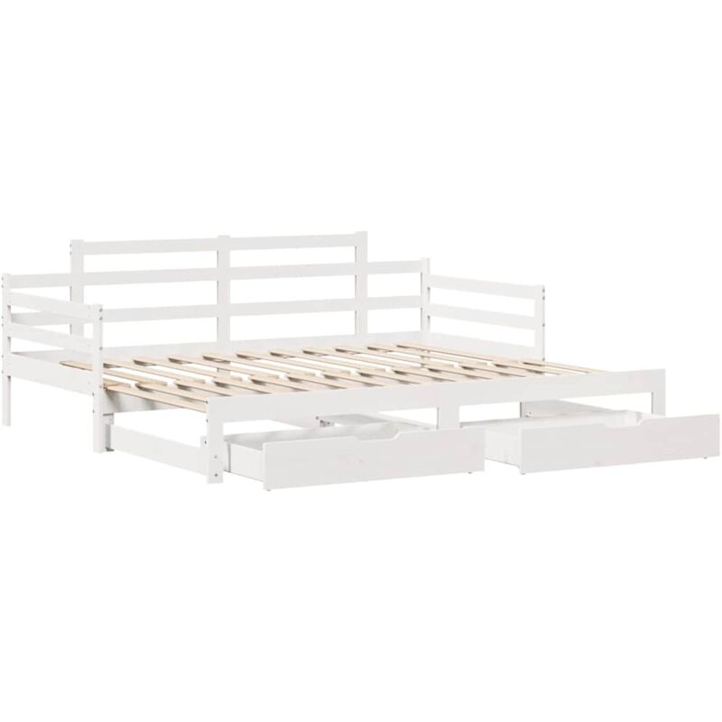 Vidaxl - Lit de jour avec gigogne et tiroirs sans matelas blanc 90x200cm
