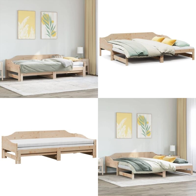 Lit de jour et lit gigogne sans matelas 80x200 cm bois massif - Lit Deux Places - Canapé Lit - Lit Gigogne - Meuble Multifonctionnel - Lit Design