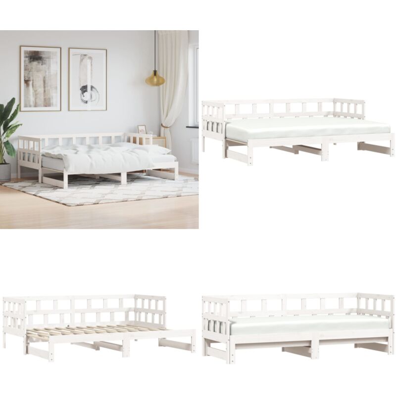 Lit de jour et lit gigogne sans matelas 90x190 cm bois massif - Lit Deux Places - Canapé Convertible - Lit Gigogne - Meuble Multifonctionnel - Lit