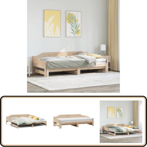 Lit de jour et lit gigogne sans matelas 90x190 cm bois massif - Lit Deux Places - Canapé Lit - Lit Gigogne - Meuble Multifonction - Lit Design
