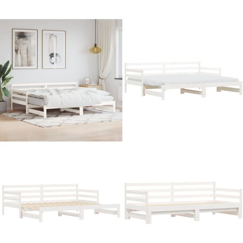 Lit de jour et lit gigogne sans matelas 90x190 cm bois massif - Lit Deux Places - Canapé Lit - Meuble Multifonctionnel - Lit Gigogne - Lit