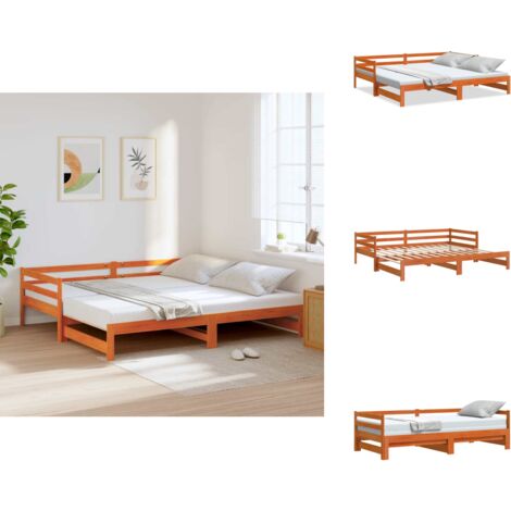 Lit de jour et lit gigogne sans matelas 90x200 cm bois massif - Lit Deux Places - Canapé Lit - Lit Gigogne - Meuble Multifonction - Lit Design