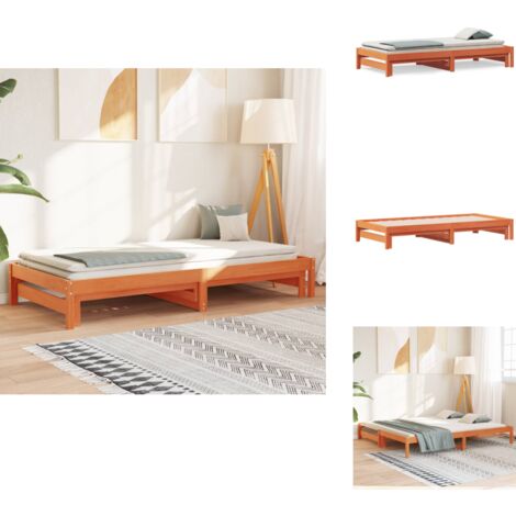 Lit de jour et lit gigogne sans matelas cire marron 80x200 cm - Lit De Jour - Canapé-lit - Lit Gigogne - Lit Invité - Lit Tiroir