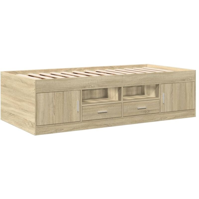 Lit de jour avec tiroirs sans matelas chêne sonoma 100x200 cm Vidaxl