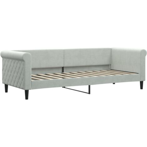 Lit de jour gris clair 80x200 velours