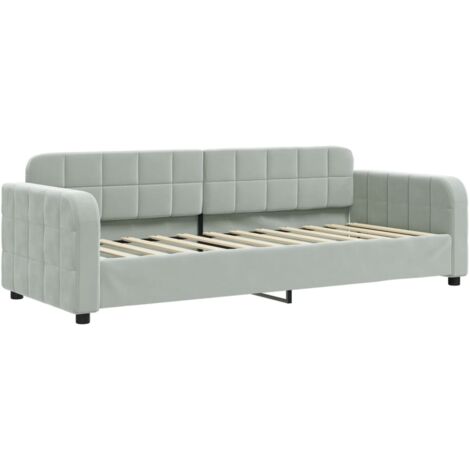 Lit de jour gris clair 80x200 velours