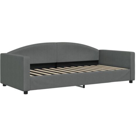 Lit de jour gris foncé 90x200 tissu