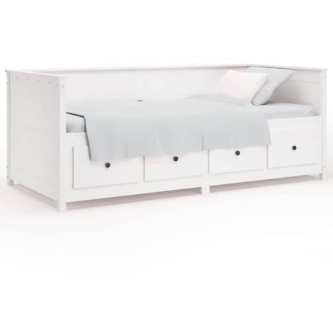 Lit de jour, Lit adulte pour 1 personnes, Assemblage Facile, Blanc 90x190 cm Bois de pin massif OIB2625E