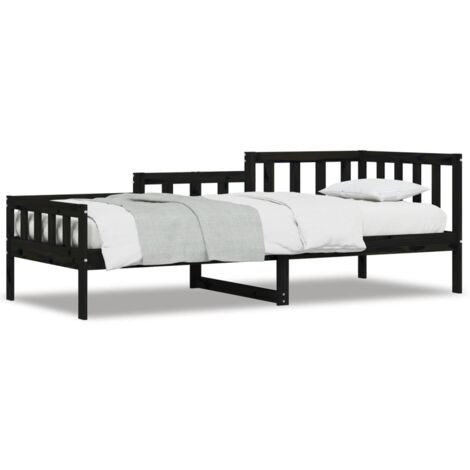 Lit de jour Noir 80x200 Bois de pin massif