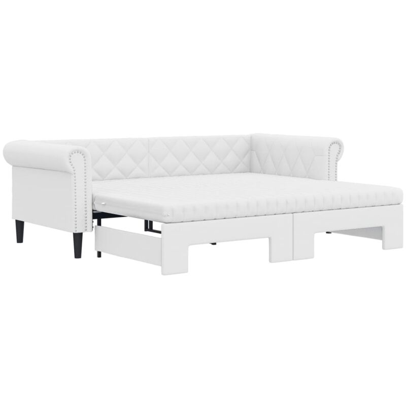 Lit de jour et lit gigogne et matelas blanc 90x200cm similicuir vidaXL