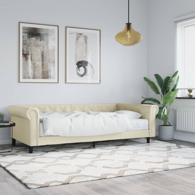 Vidaxl - Furniture Limited - Lit de jour avec matelas crème 90x200 cm
