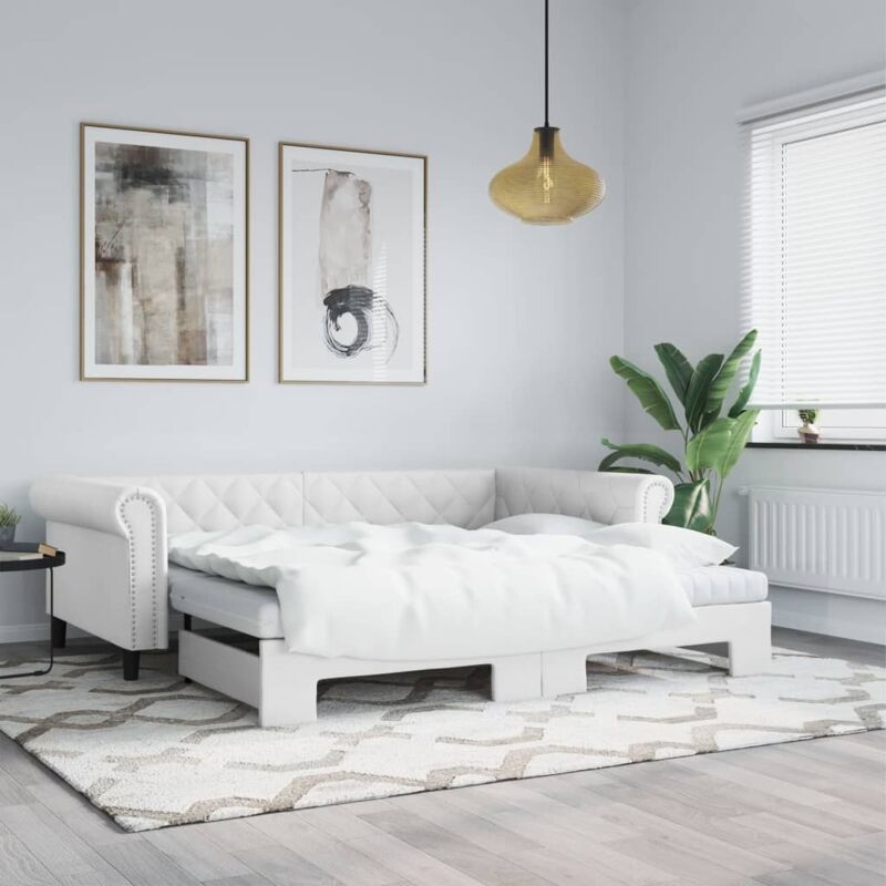 Vidaxl - Lit de jour avec gigogne sans matelas blanc 90x200 cm