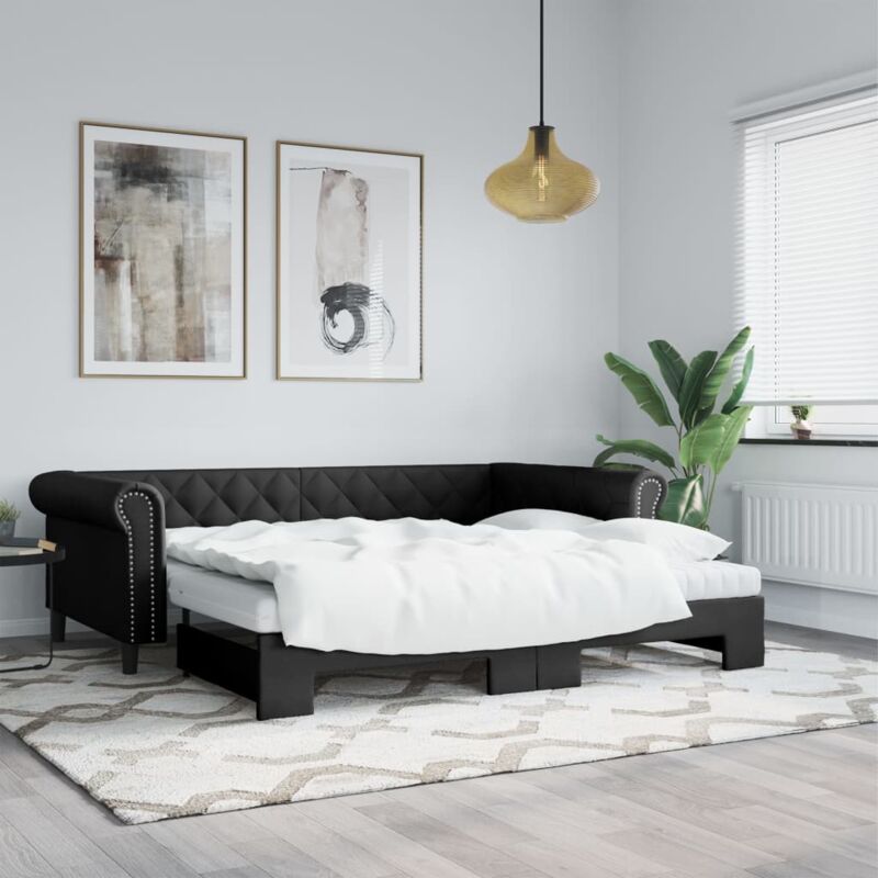 Vidaxl - Lit de jour avec lit gigogne noir 90x200 cm similicuir