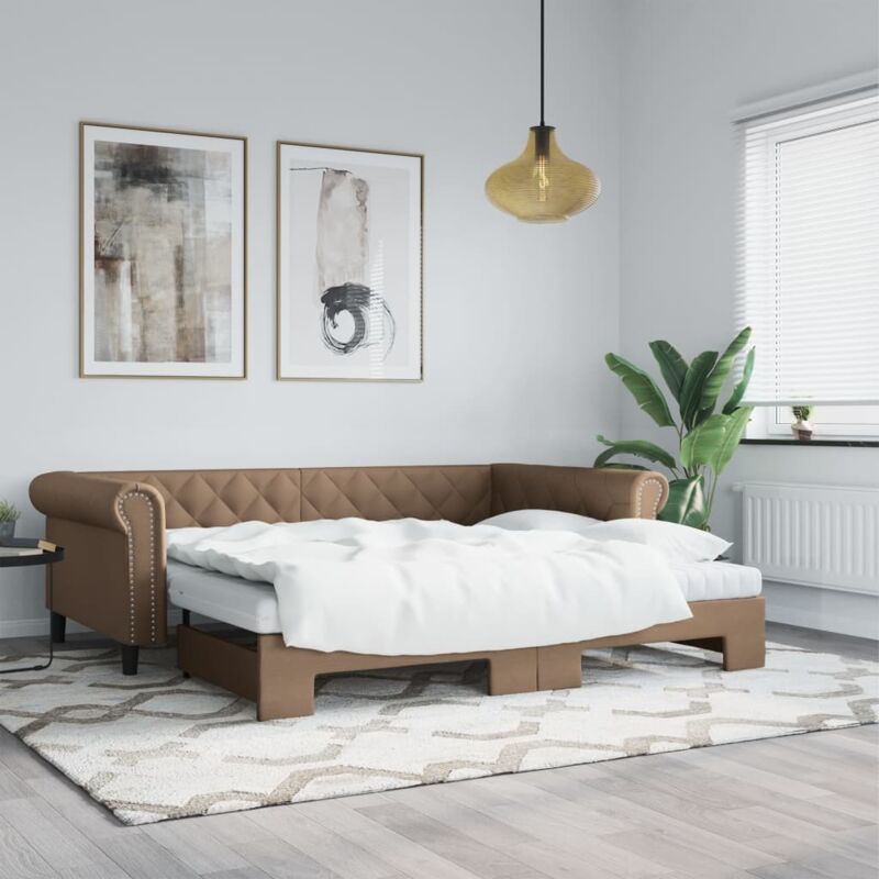Vidaxl - Lit de jour avec lit gigogne cappuccino 90x200 cm similicuir