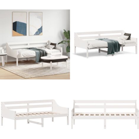 Lit de jour sans matelas blanc 90x190 cm bois de pin massif - Lit De Jour - Canapé-lit - Lit Invité - Lit Bois - Lit Blanc - Home & Living