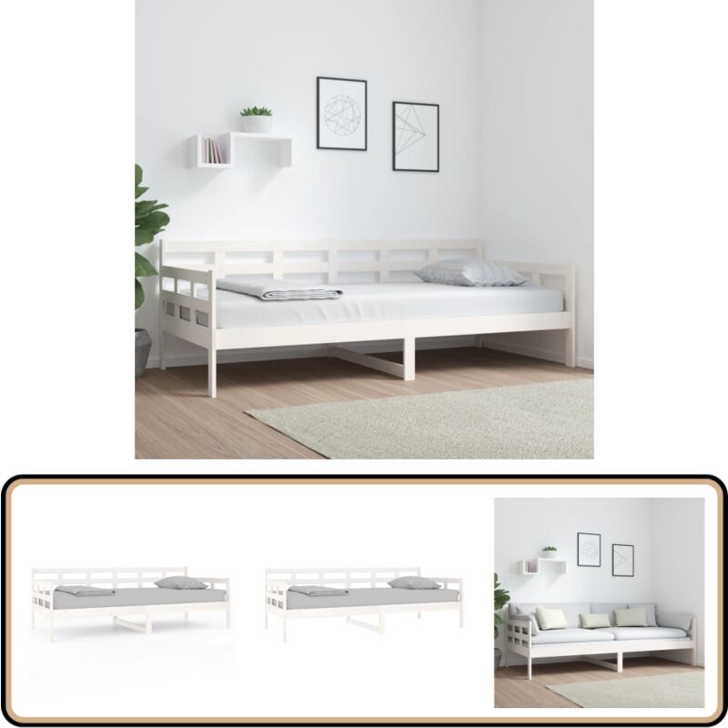 Vidaxl - Lit de jour sans matelas blanc bois de pin massif 90x200 cm - Lit De Jour - Lit Invité - Canapé Lit - Lit Plateforme - Meuble Chambre
