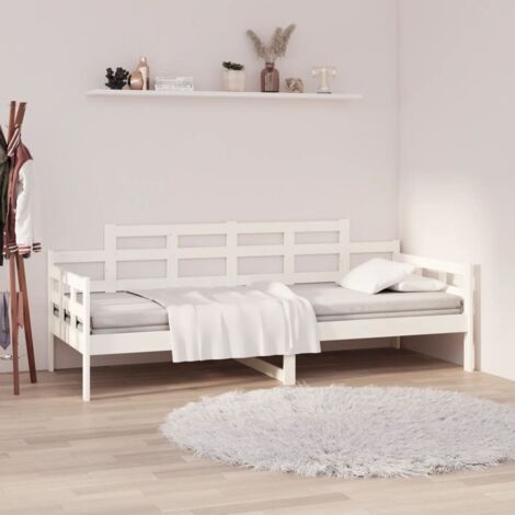 Lit de jour sans matelas-Canapé-lit blanc bois de pin massif 90x200 cm 378681