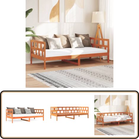 Lit de jour sans matelas cire marron 90x200 cm bois pin massif - Lit De Jour - Canapé Lit - Lit Convertible - Meuble Rustique - Lit En Bois Massif