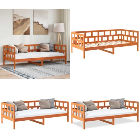 Lit de jour sans matelas cire marron 90x200 cm bois pin massif - Lit De Jour - Canapé Lit - Lit Convertible - Meuble Rustique - Lit En Bois Massif - Home & Living