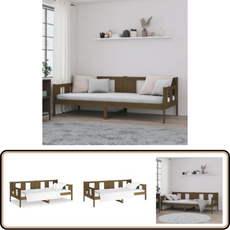 Lit de jour sans matelas marron miel bois pin massif 90x190 cm - Lit De Jour - Canapé Lit - Lit Convertible - Meuble Rustique - Lit En Bois Massif