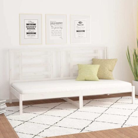 Lit de jour，Lit simple， salon， chambre à coucher Blanc 90x200 cm Bois de pin massif XZZZ431210