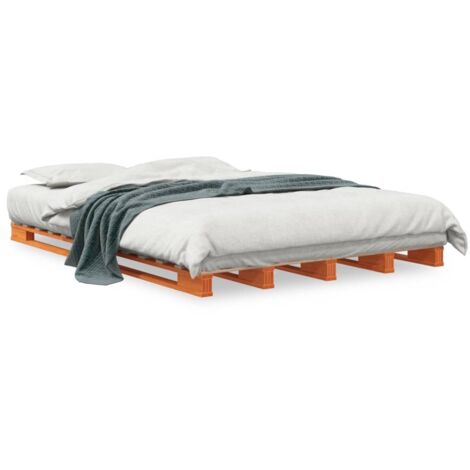 Lit de palette marron 140x200 bois de pin massif