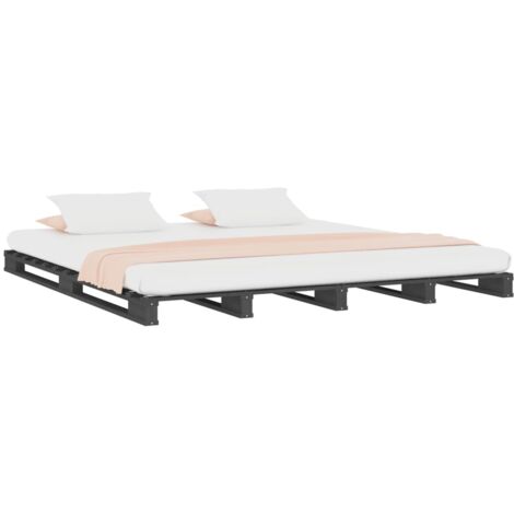 Lit de palette sans matelas gris 140x190 cm bois massif vidaXL