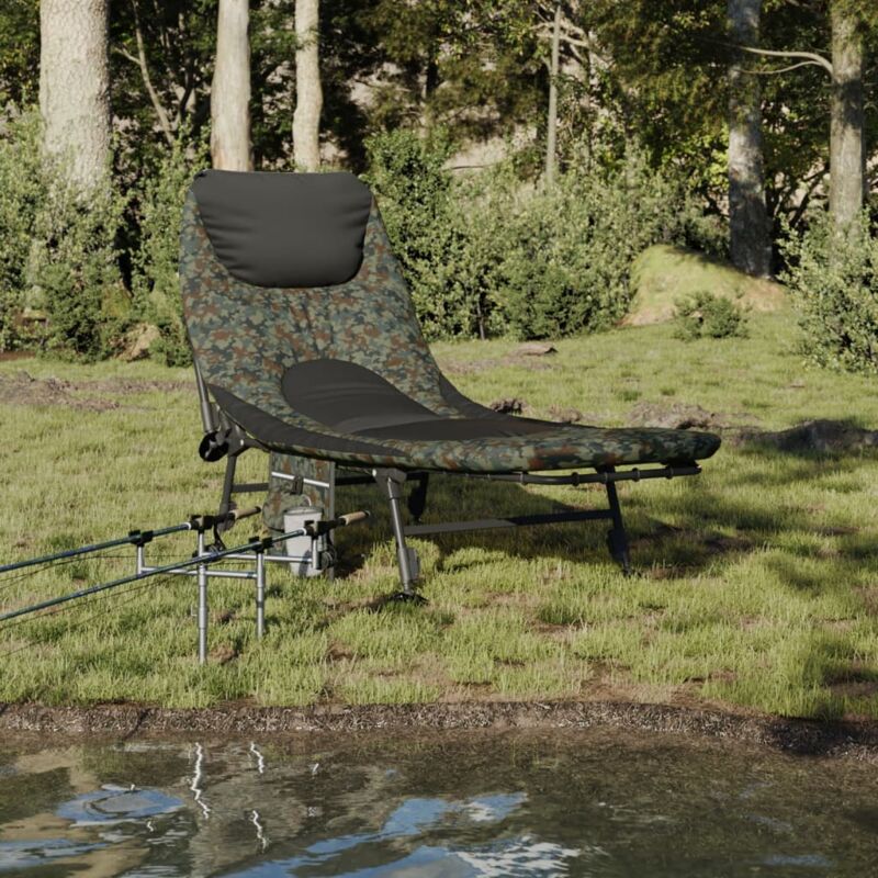 Vidaxl - Lit de pêche avec pieds à boue réglables pliable camouflage