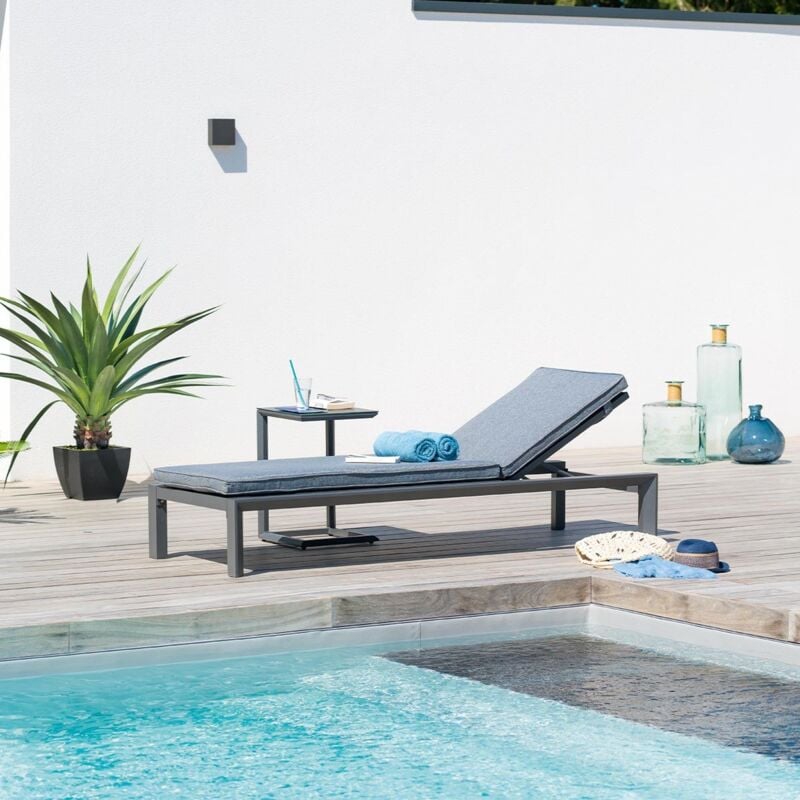 Lit de piscine Evasion anthracite & graphite en aluminium traité époxy - Hespéride