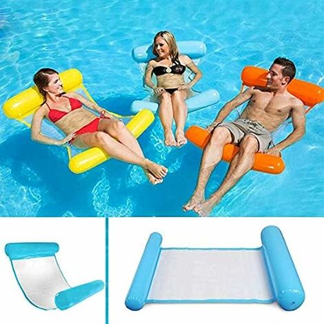 Lit de piscine gonflable, hamac d'eau Chaise longue 4-en-1 Matelas pneumatique de salon de piscine Hamac gonflable de piscine Hamac gonflable de piscine pour adultes et enfants (Bleu)