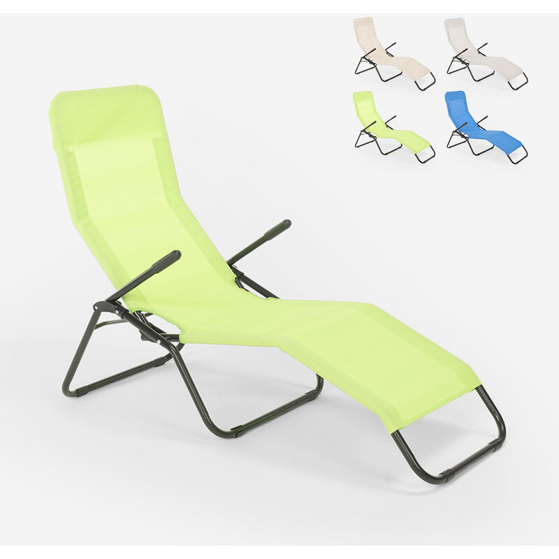 Beach And Garden Design - Chaise longue pliante de plage et de jardin en acier Pasha Couleur: Vert foncé