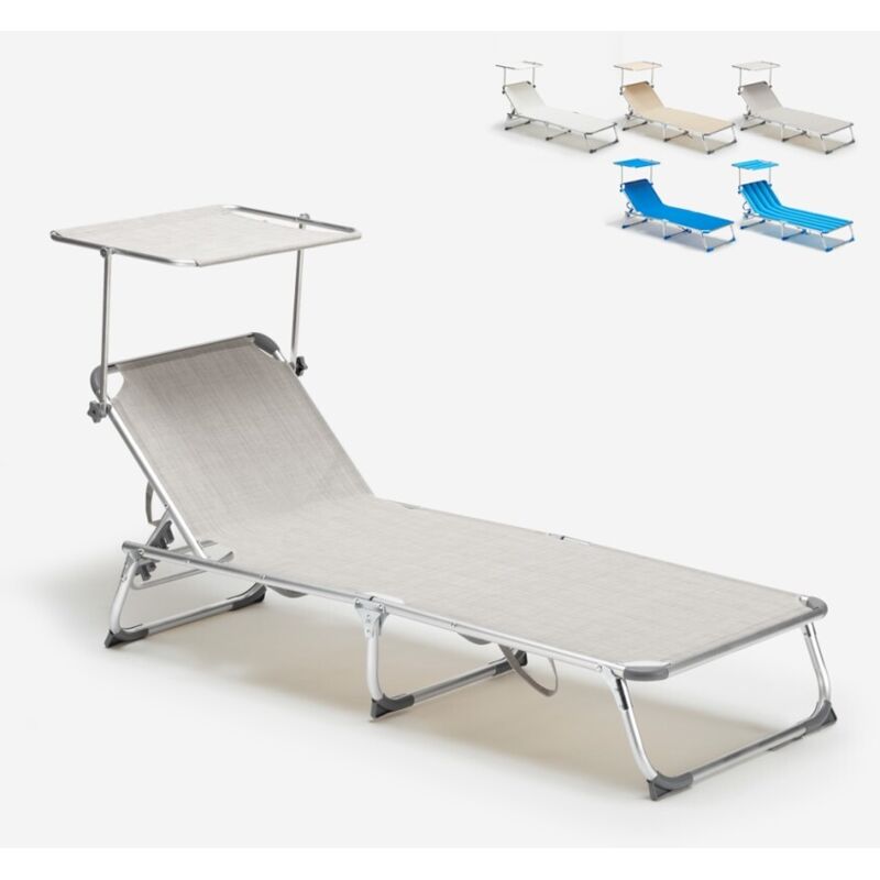 Bain de soleil pliant transat chaise longue piscine pare-soleil California - Gris Bain de soleil pliant transat chaise longue piscine pare-soleil California - Gris