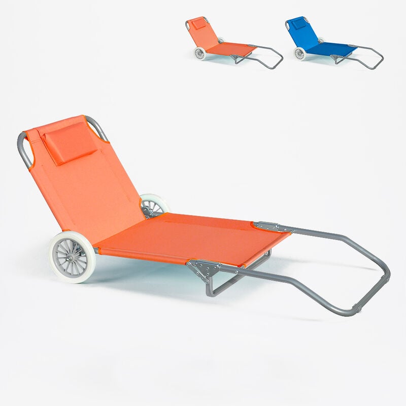 Beach And Garden Design - Bain de soleil pliant transat de piscine portable avec roues Banana Couleur: Orange