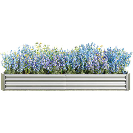 Lit de plantes surélevé en métal résistant, bac de culture en acier avec traitement anti-rouille, structure solide et durable, modèle sans fond, idéal pour le jardin, légumes, herbes et fleurs