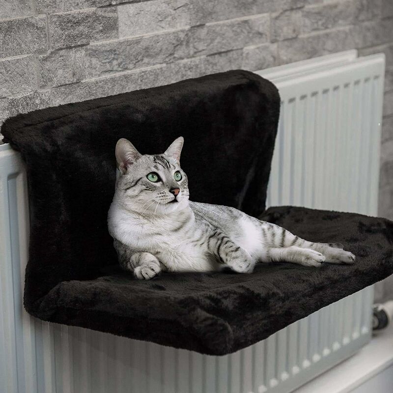 Lit de Radiateur pour Chat 46 x 30 x 25 cm Lit à Suspendre au Radiateur en Peluche Douce Chaude Amovible Lavable Hamac pour Chat pour Chauffage pour