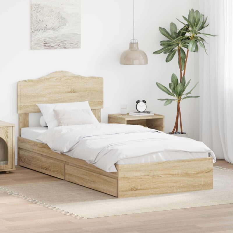 vidaXL Lit de Rangement Chêne Sonoma 70 x 190 cm Bois d'ingénierie