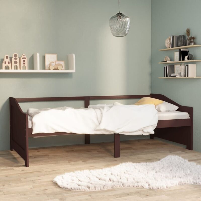 Vidaxl - Lit de repos 3 places sans matelas Marron foncé 90x200 cm