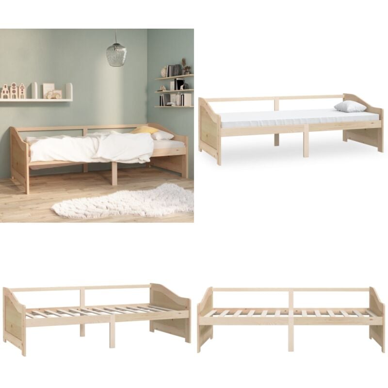 Lit de repos 3 places sans matelas 90x200 cm - Lit Convertible - Canapé Lit - Meuble Multifonction - Lit Invité - Lit Bois - Home & Living