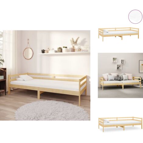 Lit de repos avec matelas 90x200 cm Bois de pin massif - Canapé Lit - Lit Convertible - Lit Invité - Meuble Multifonction - Lit Bois