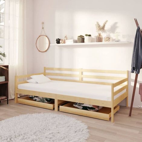 Lit de repos avec tiroirs，Meuble de Chambre à Coucher，Lit simple 90x200 cm Bois de pin massif XZZZ699061 MaisonChic