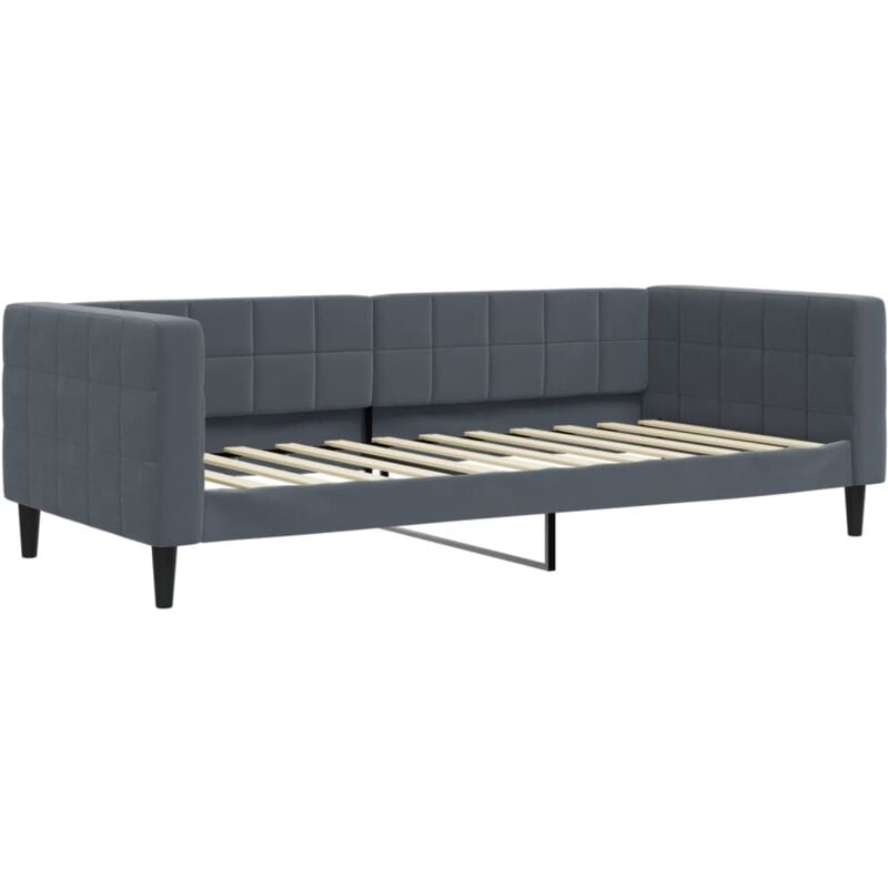 Vidaxl - Lit de repos sans matelas gris foncé 90x200 cm velours