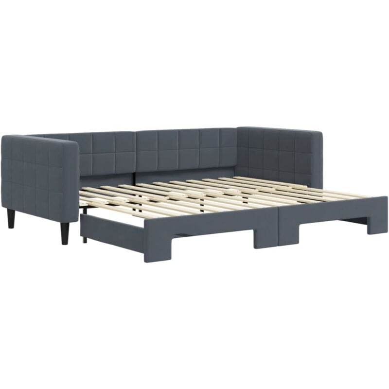 Vidaxl - Lit de jour avec gigogne sans matelas gris foncé 90x200 cm