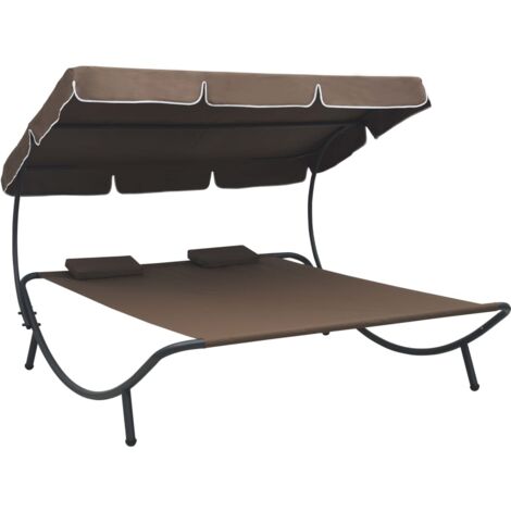 vidaXL Lit de Repos Extérieur avec Auvent Chaise Longue Plusieurs Couleurs