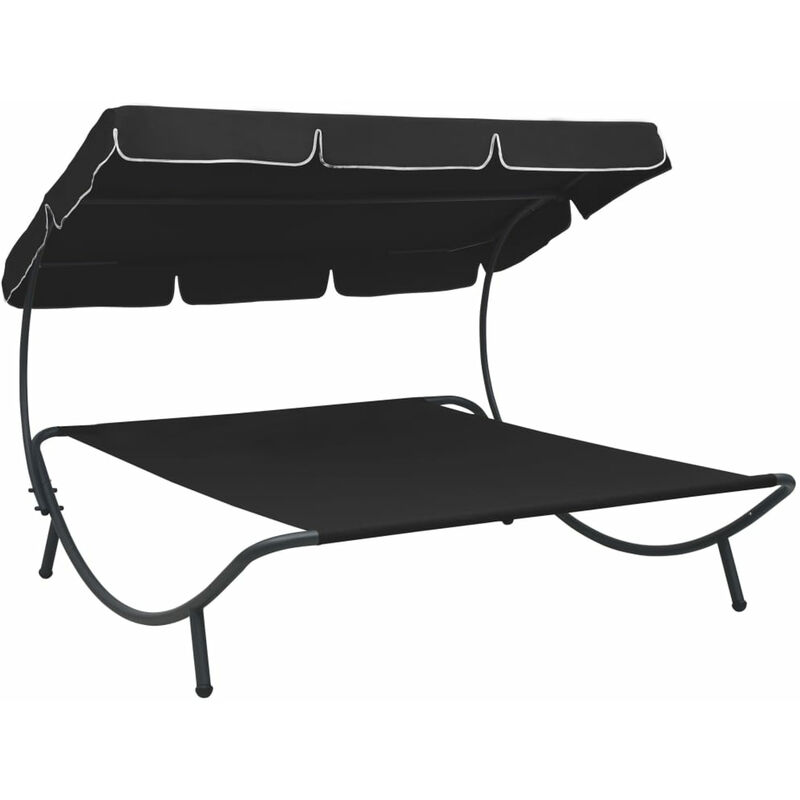 Lit de repos d'exterieur avec auvent Noir