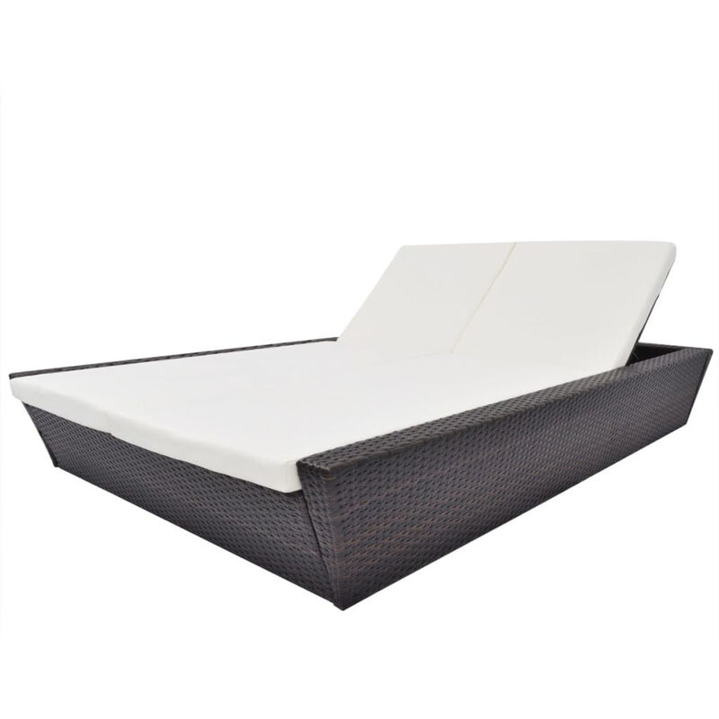 Asupermall - Lit de repos d'exterieur avec coussin Resine tressee Marron