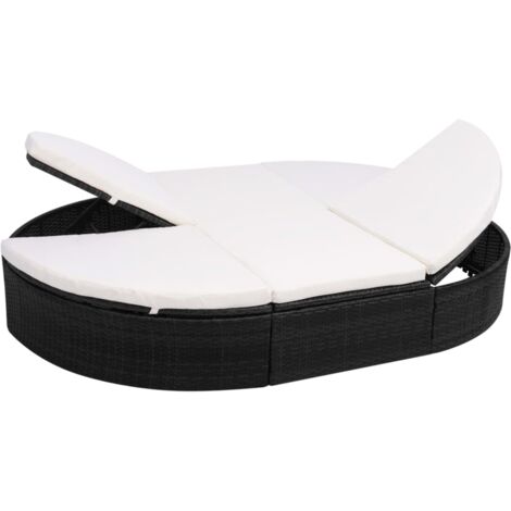 vidaXL Lit de Repos d'Extérieur avec Coussin Résine Tressée Jardin Multicolore