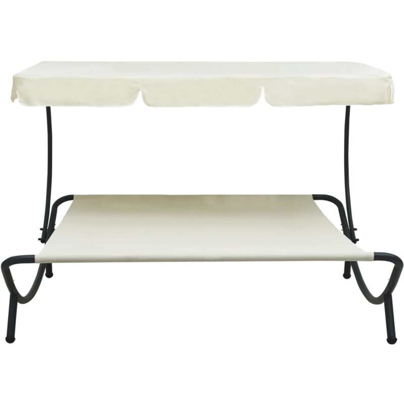 Inlife Lit de repos d'extérieur avec auvent Blanc crème